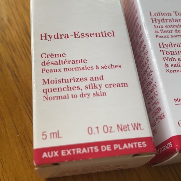 2 PC SET Clarins Paris Hydra-Essential Creme Cream + Lotion Tonique Travel NEW - Picture 2 of 3